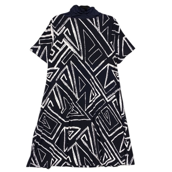 Joseph Ribkoff Printed Geometric Cowl Short Sleeve Dress Size 14 Blue - Picture 4 of 6